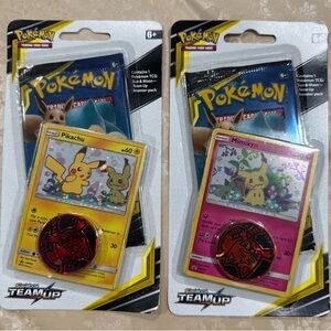 Pokemon Team Up Pack with Pikachu and Mimikyu Cards - Yellow and Pink